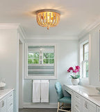 Q&S Boho Chandelier Wood Beaded Flush Mount Ceiling Light Fixtures for Nursery Baby Bedroom Kitchen Hallway,Oak White Finish,2-Lights - color: Ceiling-2OAK