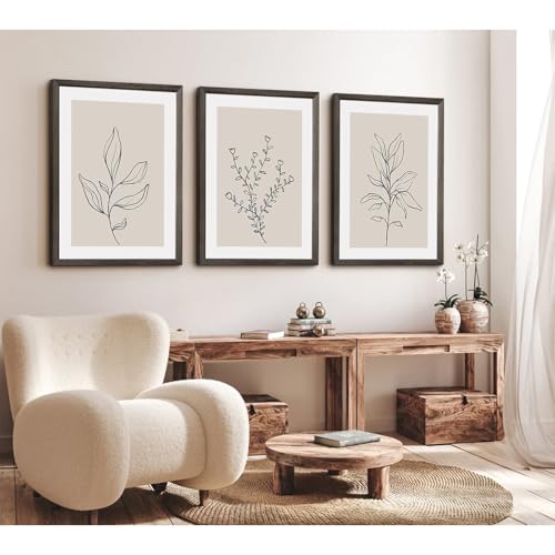 Botanical Wall Art Decor Neutral Wall Decor Boho Beige Canvas Wall Art Botanical Minimalist Pictures Neutral Prints Beige Posters Boho Artwork for Room Bedroom 16x24x3 Inch Wood Framed - color: Beige Art Framed, size: 24"L x 16"W