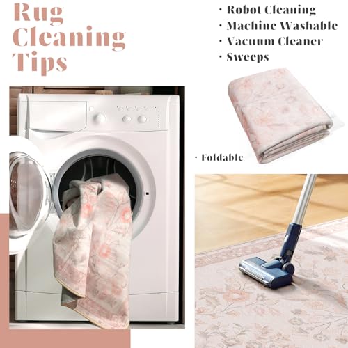 MUJOO Small Rug Washable,Pink 2x3 Area Rugs for Entryway,Floral Front Door Mat Indoor Entrance Entry Way,Boho Kitchen Bathroom Floor Rug Throw Carpet Non Slip Low Pile Vintage - color: Pink, size: 2' x 3' (Rectangular)