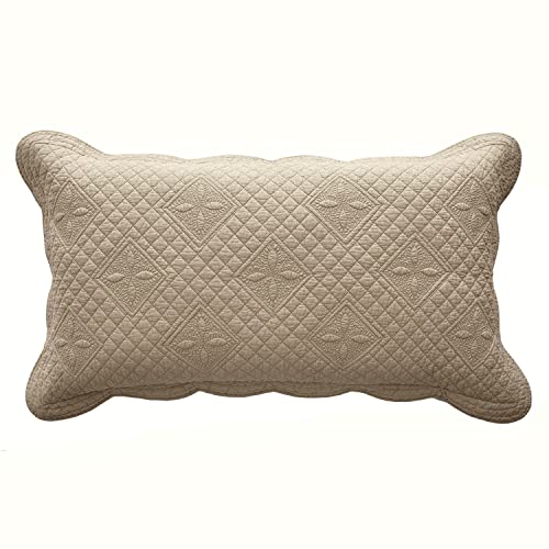 Calla Angel Sage Garden Luxury Pure Cotton Matelasse Quilted Pillow Sham, King Pillow, 20x36, Coffee - color: Coffee, size: King