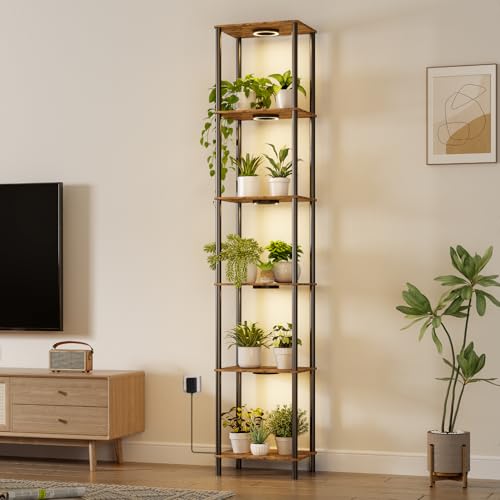 Bstrip Plant Stand Indoor with Grow Light, 81.3" Tall Indoor Plant Shelf, 6 Tier Flower Stand with Plant Light Full Spectrum, Metal Plant Holder with Light, lighted Plant Rack for Home, Corner, Patio