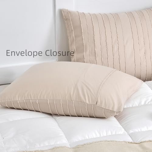 Body Pillow Shams 1 Pack, Body Size Pillowcases, Soft Microfiber Geometric Striped Boho Pillow Covers with Envelope Closure, Cream, 20x54 Inches (No Insert) - color: Cream-stripe, size: Body(20*54)