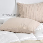 Standard Pillow Shams 2 Pack, Standard Size Pillowcases, Soft Microfiber Geometric Striped Boho Pillow Covers with Envelope Closure, Cream, 20x26 Inches (No Insert) - color: Cream-stripe, size: Standard(20*26)