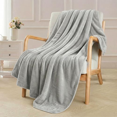 Fleece Throw Blanket 50" x 70" - Soft Cozy Polyester Plush Blanket, Lightweight Warm Throw for Couch Bed Sofa Chair, All Season Use, Grey - color: Grey