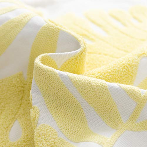 Embroidery Throw Pillow Covers 18x18 Floor Pillow Cover for Couch Bed Room Chair 100% Cotton Loop Embroidered Light Yellow Tropical Leaves Cushion Cover Square Pillow Case 45x45cm, 1 Piece - color: Loop Light Yellow