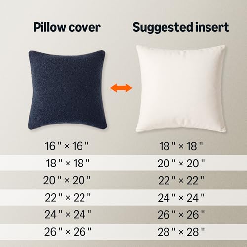 Amazon Basics Boucle Throw Pillow Covers for Couch, Living Room, Home Decor with Hidden Zipper, Blue, 20×20in, Pack of 2 - color: Blue, size: 20" x 20" (Pack of 2)