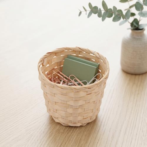 Bamboo Woven Storage Basket Set of 4 Small Decorative Sundries Organizer Baskets for Home Desktop Plant Holder and Room Decor