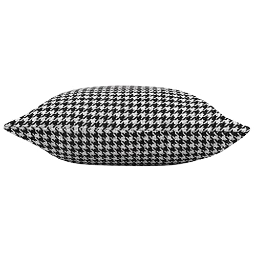Yeiotsy 2pcs Houndstooth Throw Pillow Covers Geometric Cushion Case for Couch Sofa Bed and Chair Made of Cotton and Linen (18 X 18 Inches, Black) - color: Black