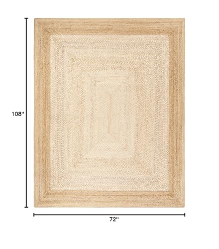 SAFAVIEH Natural Fiber Collection Area Rug - 6' x 9', Natural & Ivory, Handmade Farmhouse Boho Coastal Rustic Jute, Ideal for High Traffic Areas in Living Room, Bedroom (NF885B) - size: 6' x 9' (Rectangular)