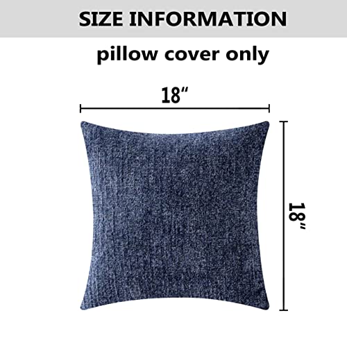 Home Brilliant Decor Throw Pillow Covers Supersoft Chenille Velvet Cushion Cover for Couch Bench, 2 Packs, 18x18 inch (45x45cm),Dark Blue - color: Dark Blue, size: 18" x 18" (Pack of 2)