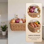 11 inches Wall Hanging Baskets Woven Basket Boho Style Fruit Basket Storage Baskets for Organizing Home Kitchen Garden Plants Hanging Decoration