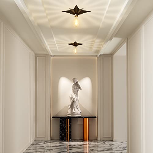 2 Pack Black Flush Mount Ceiling Light - 11.8 inch Star Lights Fixture Hallway Lighting Fixtures Ceiling Flush Mount Light Fixture for Kitchen Bathroom Bedroom Laundry Room (Bulb not included) - color: 2 Pcs Black Ceiling Light