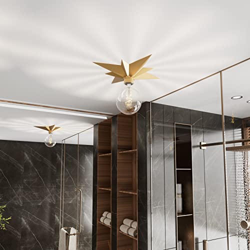 2 Pack Flush Mount Ceiling Light - Star Lights Fixture Hallway Lighting Fixtures Modern Ceiling Lights Brass Flush Mount Light Fixture for Kitchen Bathroom Bedroom Entryway (Bulb not included) - color: 2 Pcs Brass Ceiling Light
