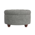 HomePop 25" Button Tufted Round Storage Ottoman - Gray Woven - color: Gray Woven