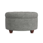 HomePop 25" Button Tufted Round Storage Ottoman - Gray Woven - color: Gray Woven