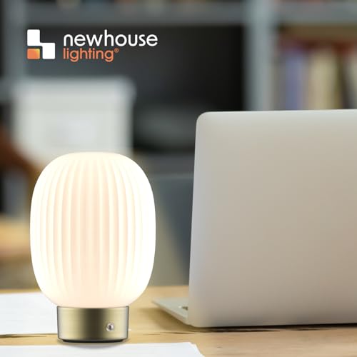‎Newhouse Lighting Altura, Brass 2700K Dimmable Cordless USB-C Rechargeable Glass Table Lamp NHTL-AL-BRS, Cordless Desk Lamp for Living Room, Bedroom, Coffee Table, and Other Cozy Home Decor - style: Altura Table Lamp