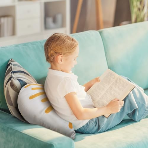 Newwiee Sunshine Throw Pillow for Classroom Reading Corner Boho Sun Pillow Back to School Decor Soft Velvet Semicircular Cushion for Book Nook Student Dorm Room and Cozy Reading Spot 15.75 x 9.84 Inch - style: Sun