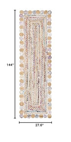 SAFAVIEH Cape Cod Collection Runner Rug - 2'3" x 12', Beige & Multi, Handmade Boho Braided Jute & Cotton, Ideal for High Traffic Areas in Living Room, Bedroom (CAP201B) - color: Beige/Multi, size: 2'3" x 12' (Runner)