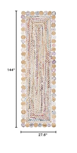 SAFAVIEH Cape Cod Collection Runner Rug - 2'3" x 12', Beige & Multi, Handmade Boho Braided Jute & Cotton, Ideal for High Traffic Areas in Living Room, Bedroom (CAP201B) - color: Beige/Multi, size: 2'3" x 12' (Runner)