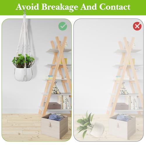 White Macrame Plant Hanger Set, 2 Pack Boho Hanging Plant Holder, Plants Hanger for Indoor Outdoor Home Decoration, 21 Inchs Braided Cotton Hanging Planters for Indoor Plants, No Tassels