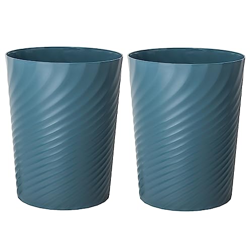 UUJOLY Plastic Small Trash Can Wastebasket, Garbage Container Basket for Bathrooms, Laundry Room, Kitchens, Offices, Kids Rooms, Dorms, 1.8 Gallon, Bluish Green, 2 Pack - color: Dark Blue, size: 1.8 Gallon/2 Pack