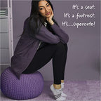 Urban Shop Round Knit Pouf, Hand Woven Cotton Accent Chair, Purple - color: Purple