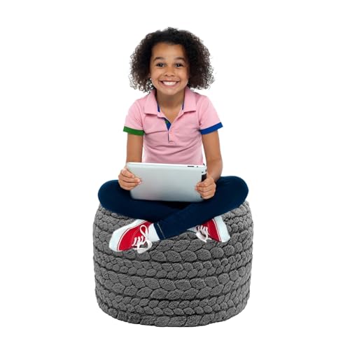 Asuprui 20x14 Inch Unstuffed Ottoman Pouf Cover – Lightweight Foot Rest, Floor Bean Bag Chair, Storage Pouf for Living Room, Bedroom & Balcony (Filler Not Included) (Gray) - color: Grey