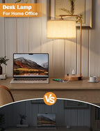 Innqoo Wood Table Lamp for Bedroom with USB Port and Outlet, Dimmable Nightstand Bedside Lamps with Linen Lampshade, Desk Lamp for Home Office, Living Room, Guest Room, LED Bulb Included - color: F-Beige Shade & Wood Base