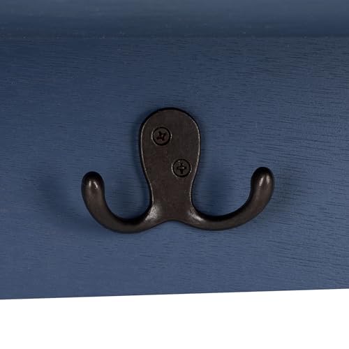 SAFAVIEH Home Collection - Finley Blue Wall Mounted 3-Basket Storage Rack with Hooks & Seagrass Baskets (HAC5700F) - color: Blue