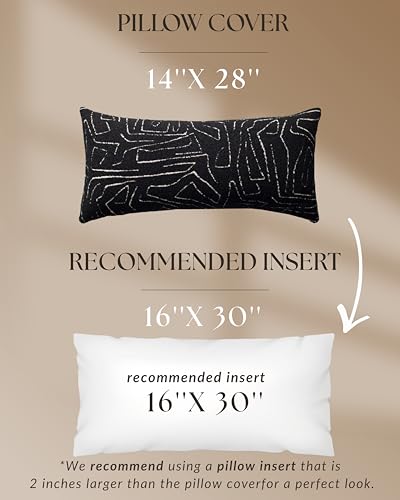 Throw Pillow Covers, Pack of 1 Woven Jacquard Cushion Covers for Sofas, Couches, Bed, Boho Home Decor, Cozy Soft and Comfortable Pillow Cases Bed, Amorf, Black 14x28 Inch - color: Black, size: 28" x 14" (Pack of 1)