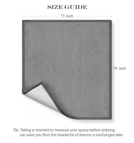 AEOCOO 71x79 Baby Play Mats for Floor, 1.3" Thick Memory Foam Cushion Infant Baby Kids Extra Large Tummy Time Mat, Nursery Rug, CloudSoft Velvet Anti-slip for Crawling, Playroom, Living Room, Grey - color: Grey, size: 71 x 79 x 1.3 Inch