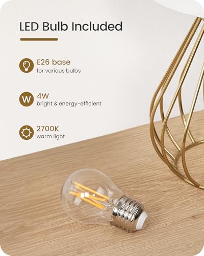 Gold Table Lamp, Small Gold Bedside Lamp with Metal Base & White Linen Lampshade, Modern Nightstand Lamp, Little Cute Desk Lamp for Bedroom, Living Room, 2700K LED Bulb Included, DCW06TL05 - color: White + Gold