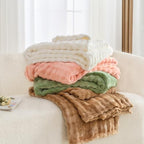 3D Bubble Plush Blanket Textured Fleece Throw Soft Warm Cozy Blanket Couch Bed Throw Pink 50x60 Inches - color: Petal Pink, size: Throw(50"x60"）