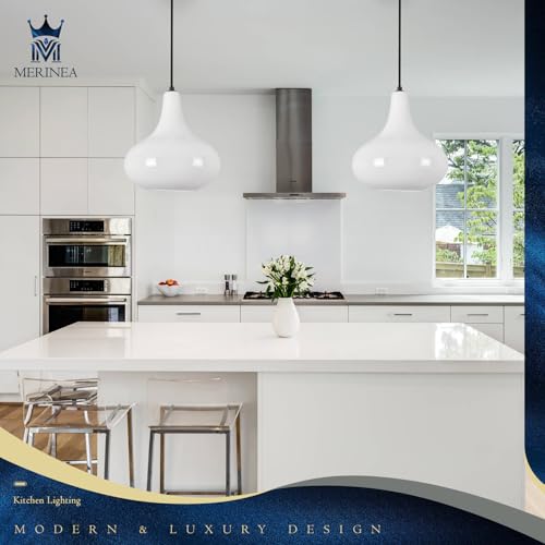 11" Milk White Glass Pendant Light – Modern Ceiling Hanging Fixture Matte Black for Kitchen Island, Dining Room, Hallway – E26 Base - color: White