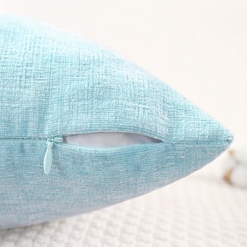 CaliTime Throw Pillow Covers Decorative 16 X 16 Inches Pack of 2 Cozy Chenille Cushion Cases for Couch Sofa Bed Living Room Home Light Blue Grey - color: Light Blue Grey, size: 16" x 16" (Pack of 2)