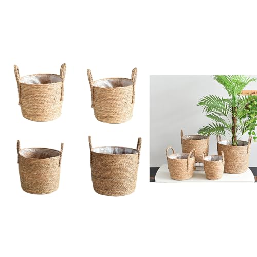 Straw Flower Pots, Plant Baskets Indoor, Basket Planter, Versatile Rattan Grass Woven Flower Planter, Plant Pot for Living Room Balcony Garden Decoration,Indoor & Outdoor - color: Xxl