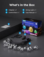 Govee Clear Bulb Outdoor String Lights, 48ft RGBWIC Dimmable Patio & Backyard Lights with 15 LED Bulbs, 111 Modes, IP67 Waterproof & Shatterproof, Works with Alexa, Google & Matter - size: 48ft