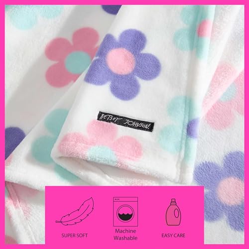 Betsey Johnson - Blanket, Buttery-Soft Throw Blanket for Couch or Bed, Boldly Plush & Oversized Bedding (Retro Daisy Toss Purple, 50" x 70") - color: Retro Daisy Toss Purple