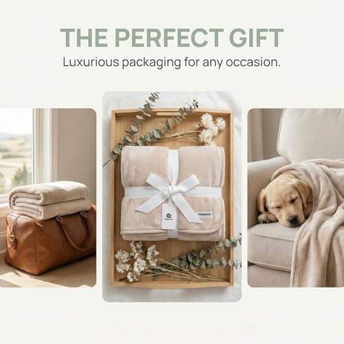 Fleece Throw Blanket 50" x 70" - Soft Cozy Microfiber Plush Blanket, Lightweight Warm Throw for Couch Bed Sofa Chair, All Season Use, Beige - color: Beige