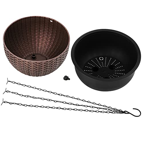 Foraineam 2-Pack Dual-pots Design Hanging Basket Planters Self-Watering Indoor Outdoor Plant & Flower Hanging Pots with Drainer and Chain, 2 Size Assorted