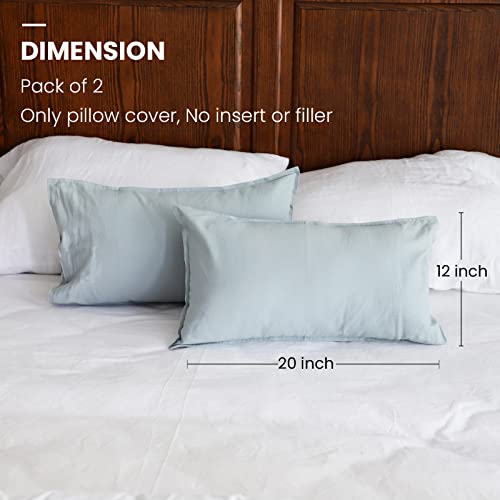 Simple&Opulence Linen Lumbar Pillow Covers 12x20 Inch Set of 2 Flax Cotton Blend Rectangular Decorative Throw Cushion Cover for Couch Sofa Bedroom Office Soft Breathable Farmhouse - Dusty Blue - color: Dusty Blue, size: 12"x20"