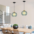 Mikeru 2-Pack Mint Glass Pendant Lights Kitchen Island Lighting Single Globe Pendant Light Fixtures Century Modern Kitchen Island Pendant Lighting for Bedroom Living Dining Room Light (Without Bulbs) - color: Mint-1 Light-2PC