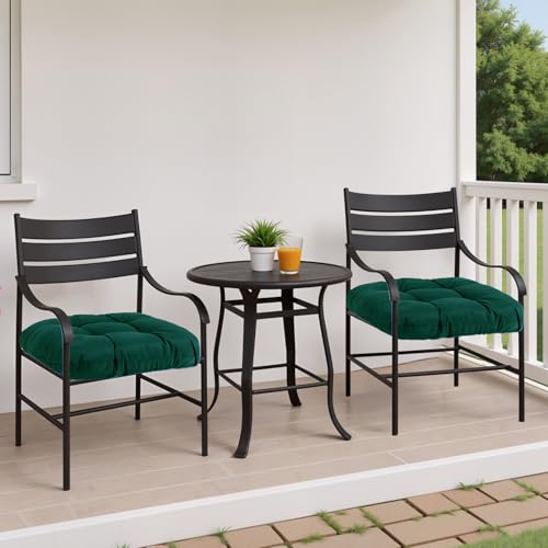MTMR Water-Repellent Outdoor Chair Cushions Set of 2, 19”X19” Patio Chair Cushions with High Elasticity PP Cotton, Thick Tufted Outdoor Patio Furniture Cushions, Seat Cushions for Outdoor Furniture - color: Emerald Green