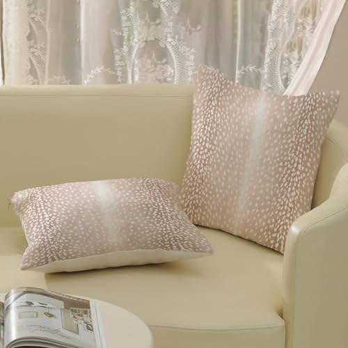 Antelope Print Pillow Covers 18x18 Inches Pack of 2,Pink Animal Skin Print Throw Pillow Covers Boho Modern Abstract Decorative Pillowcase Farmhouse Cushion Cover for Couch Sofa Outdoor Decor - color: Antelope Print-pink, size: 18" x 18" (Pack of 2)