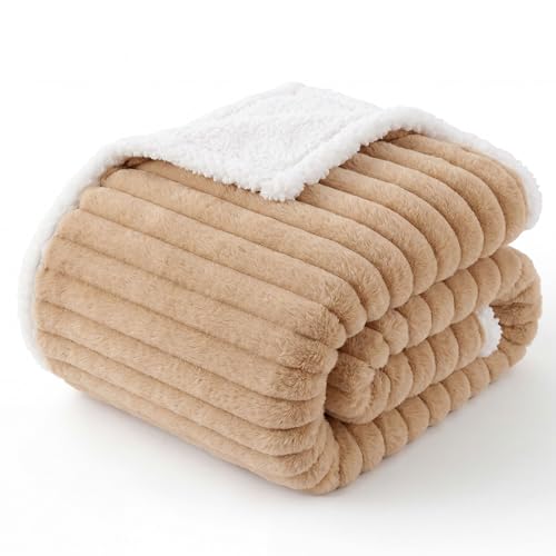 Bedsure ComfyFleece™ Waterproof Dog Blankets for Small Dogs - Soft Puppy Cat Blanket Corduroy Fleece Washable, Cozy Calming Reversible Furniture Protection for Pet Kitten Doggy,25"x35", Tuscan Beige - color: Sandy Beige, size: S(25x35")-1pc