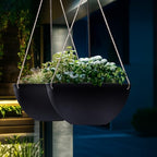 LA JOLIE MUSE Hanging Planters for Outdoor Plants, Large Hanging Planter with Drain Holes, Black Hanging Flower Pots (13.2 Inch, Set of 2) - color: Black