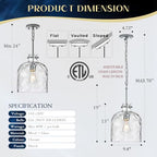 Chrome Pendant Light for Kitchen Island – 10" Modern Glass Dome Hanging Light Fixture, Single E26 Ceiling Pendant Lamp for Dining Room, Hallway, Bedroom - color: Chrome-Medium