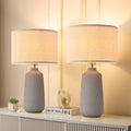BrightWe Earth Brown Ceramic Table Lamp Set of 2 Tall 22in Lamps for Living Room End Table Bedroom Farmhouse Rustic Lamp Set Bedside Nightstand Lamps Set of Two Side Table Lamps, 22IN - color: Earth Brown, size: Large