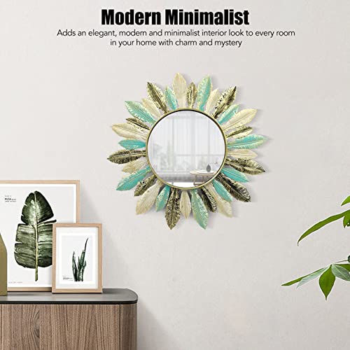 CHICIRIS Modern Minimalist Sunburst Metal Wall Mirror 16.1 Inch Round Decorative Cosmetic Mirror for Bedroom Bathroom Living Room Office