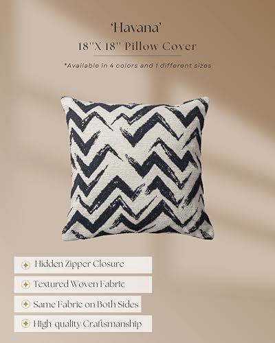 Woven Jacquard Throw Pillow Cover, Pack of 1 Geometric Pattern Textured Decorative Cushion Covers for Sofas, Couches, Fade Resistant Pillow for Sofa & Couch, Havana, Black-White, 18x18 Inch - color: Black & White